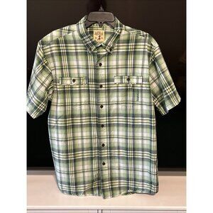 RED HEAD BRAND Men's Large Casual Green Plaid Shirt Short Sleeve Pockets